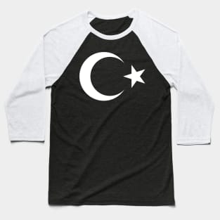 Turkey Flag - Crescent Moon and Star on Red Baseball T-Shirt